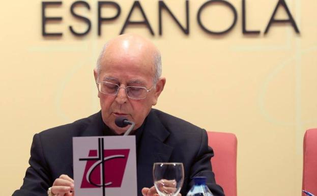 El presidente de la Conferencia Episcopal Española, Ricardo Blázquez, durante la rueda de prensa de este miércoles.