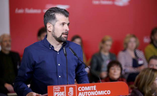 El candidato socialista a la Presidencia de la Junta, Luis Tudanca, interviene ante el Comité Autonómico del PSOE de Castilla y León.