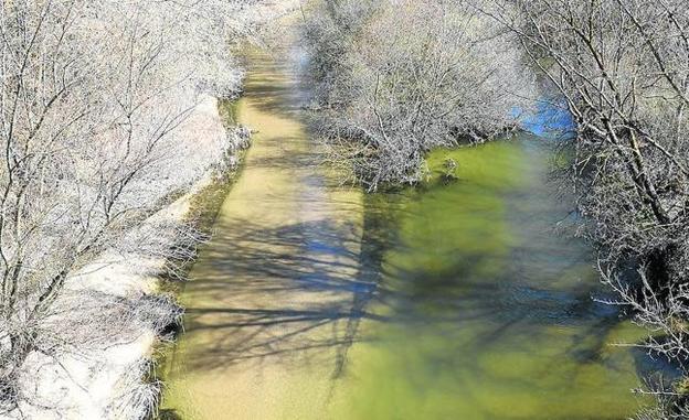 El río Adaja, a su paso por Valladolid, con el caudal muy bajo. 