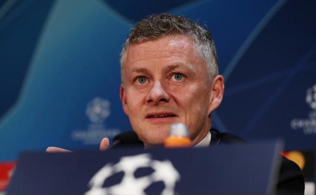 Solskjaer, durante le rueda de prensa previa al enfrentamiento contra el Barcelona.