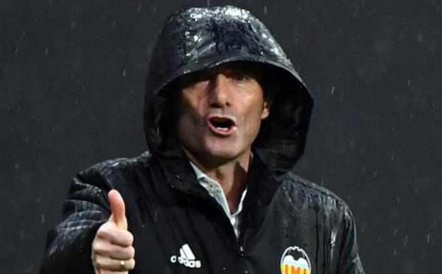 Marcelino, durante el Atlético-Valencia. 