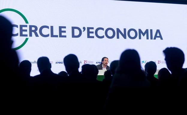 Pablo Iglesias, durante su intervención este viernes en las jornadas del Círculo de Economía, en Sitges.