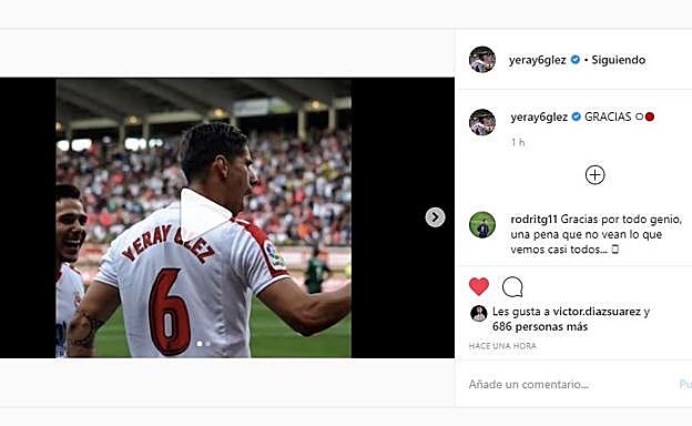 Publicación en Instagram de Yeray.