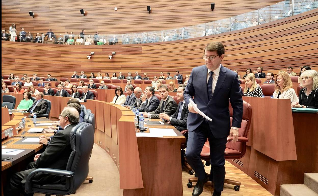 Alfonso Fernández Mañueco en el pleno de investidura. 