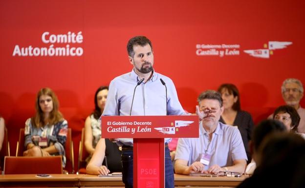 Luis Tudanca, este miércoles durante su intervención en el comité autonómico extraordinario del PSOE.