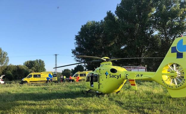 Helicóptero medicalizado que trasladó a los heridos al hospital salmantino.