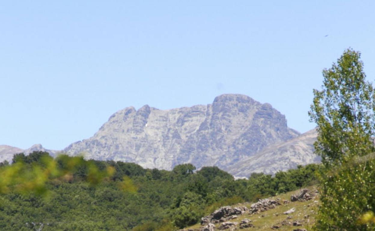 Al fondo el pico Curavacas en la provincia de Palencia.