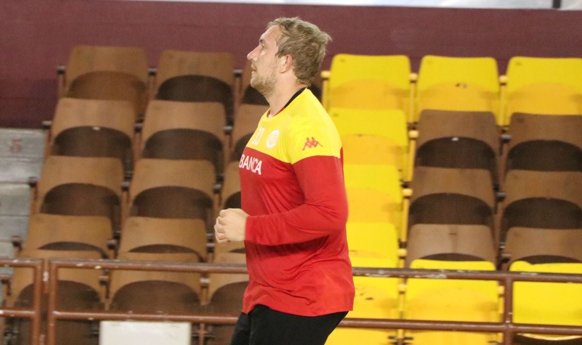 Manolo Cadenas, durante el entrenamiento de este miércoles.