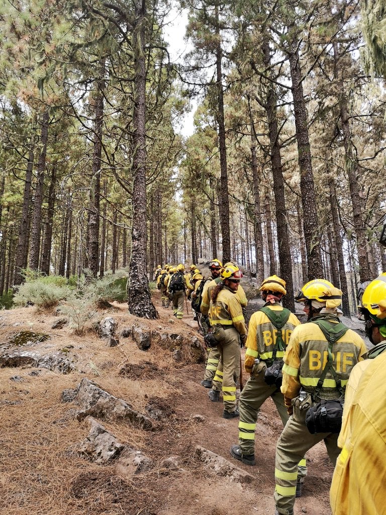 Efectivos de la BRif durante los trabajos de extinción.