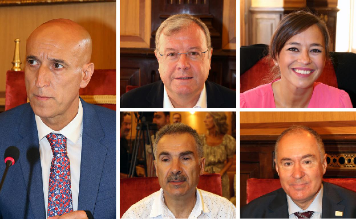 José Antonio Diez (PSOE), Antonio Silván (PP), Gemma Villarroel (Cs),Nicanor Pastrana (Podemos Equo) y López Sendino (UPL).