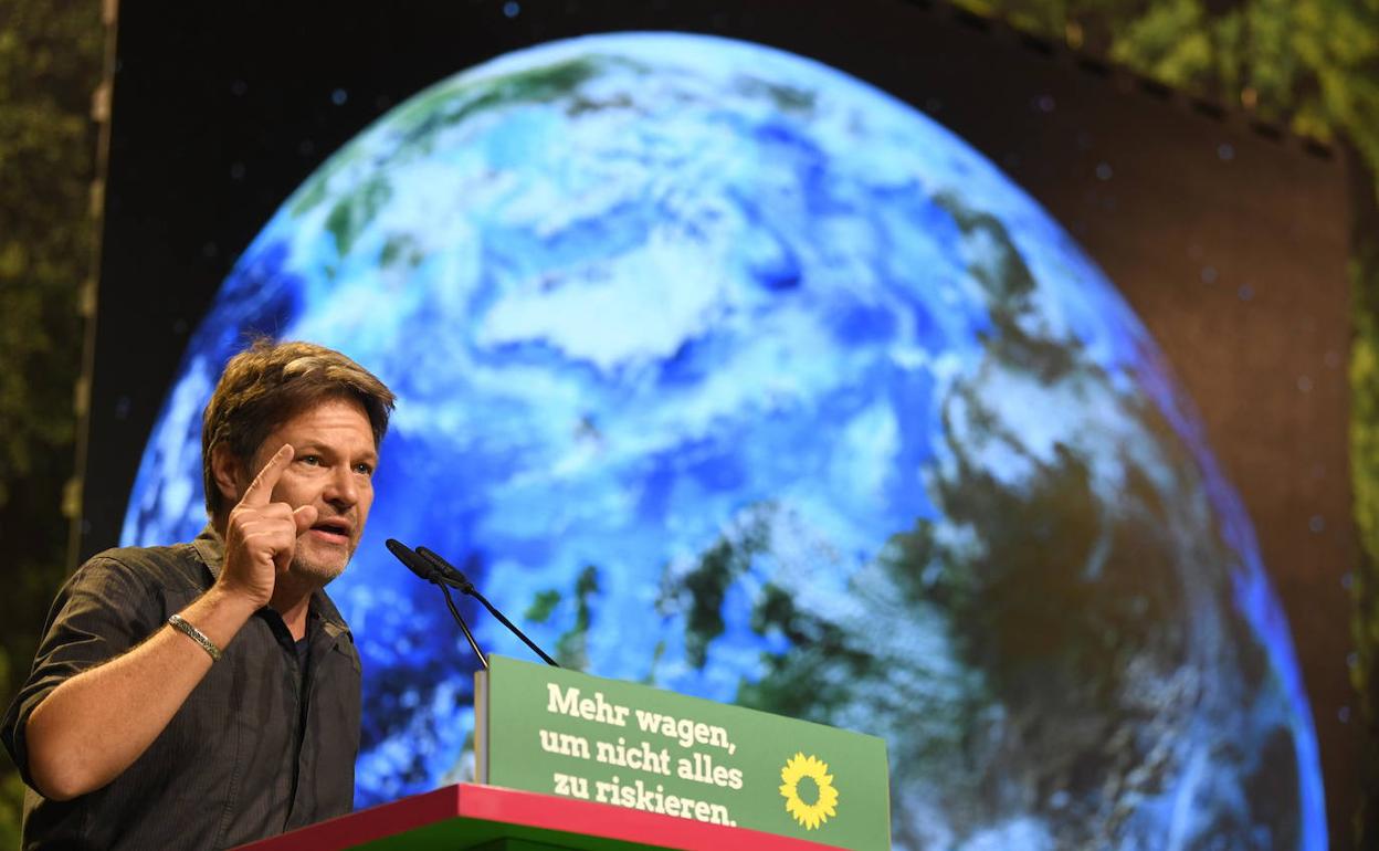 Robert Habeck, copresidente de Los Verdes alemanes, durante el congreso federal.