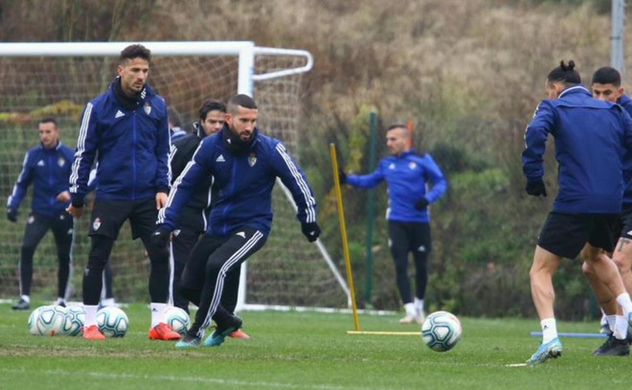 Un entrenamiento de la Ponferradina de esta semana.