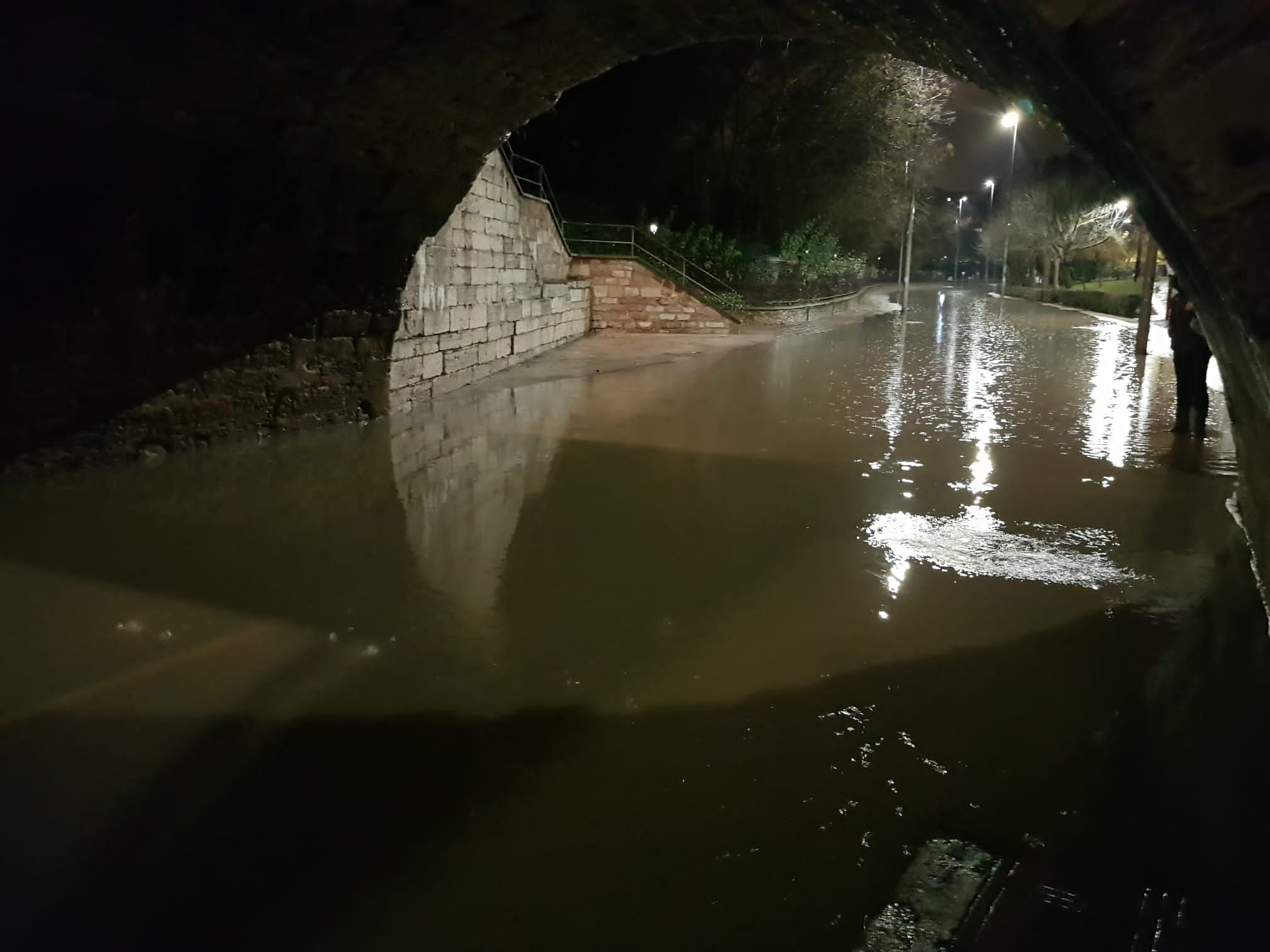 El caudal del Bernesga sobrepasa el cauce del río y obliga a cortar el Paseo de Salamanca en la capital