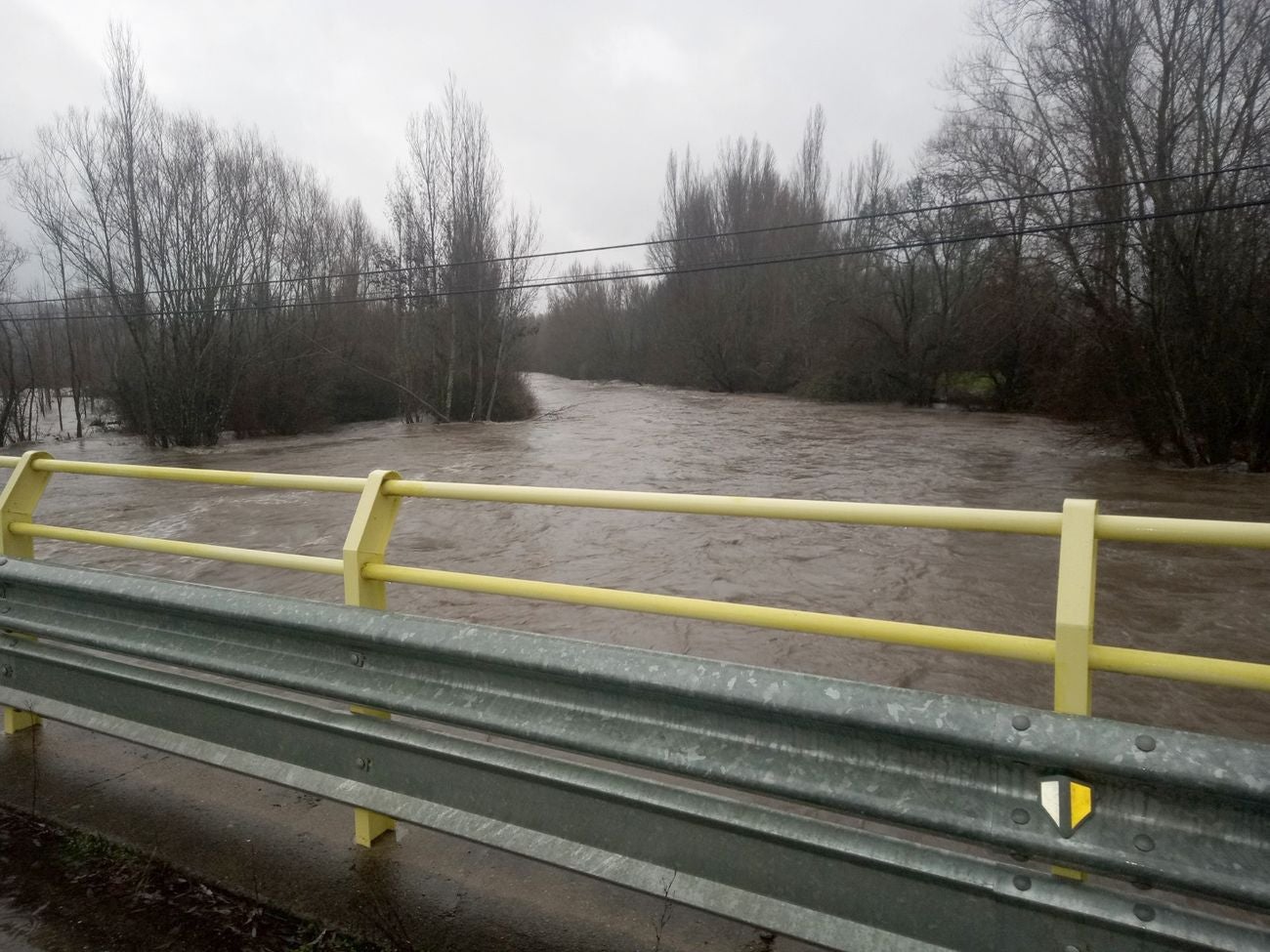 Localidades como Villaverde o Garrafe ven cómo las aguas del Torío inundan la zona tras la lluvia y el deshielo en las zonas de montaña