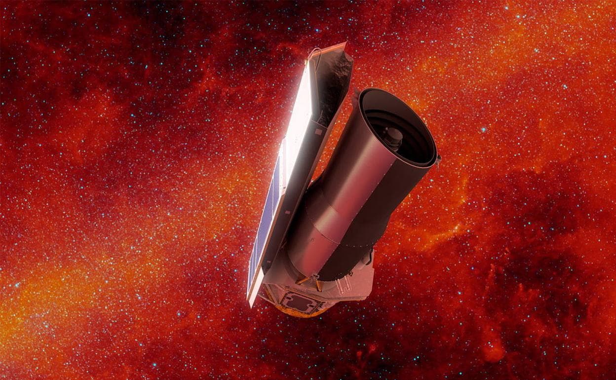 Recreación del Spitzer, telescopio que con su mirada infrarroja escudriñó el espacio profundo durante 16 años.