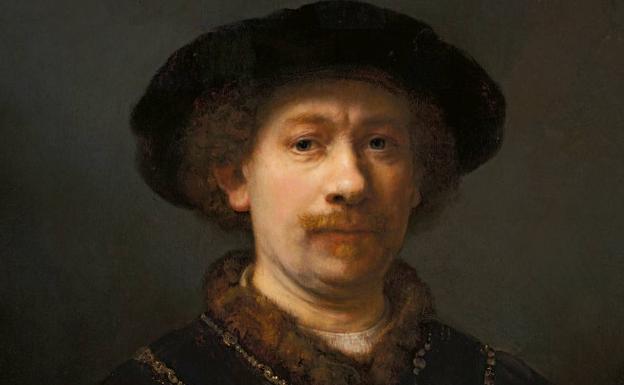 'Autorretrato con gorra y dos cadenas', (1642-43), Rembrandt, 