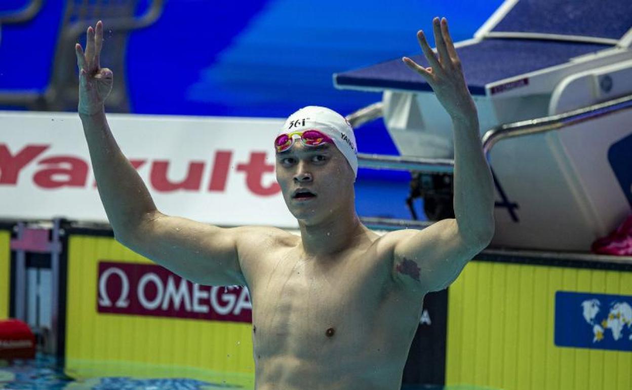 El nadador chino Sun Yang, durante los Mundiales de Gwangju. 