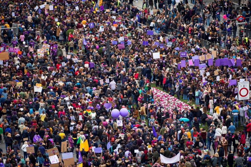 Vista aérea de la manifestación del 8-M de Madrid.