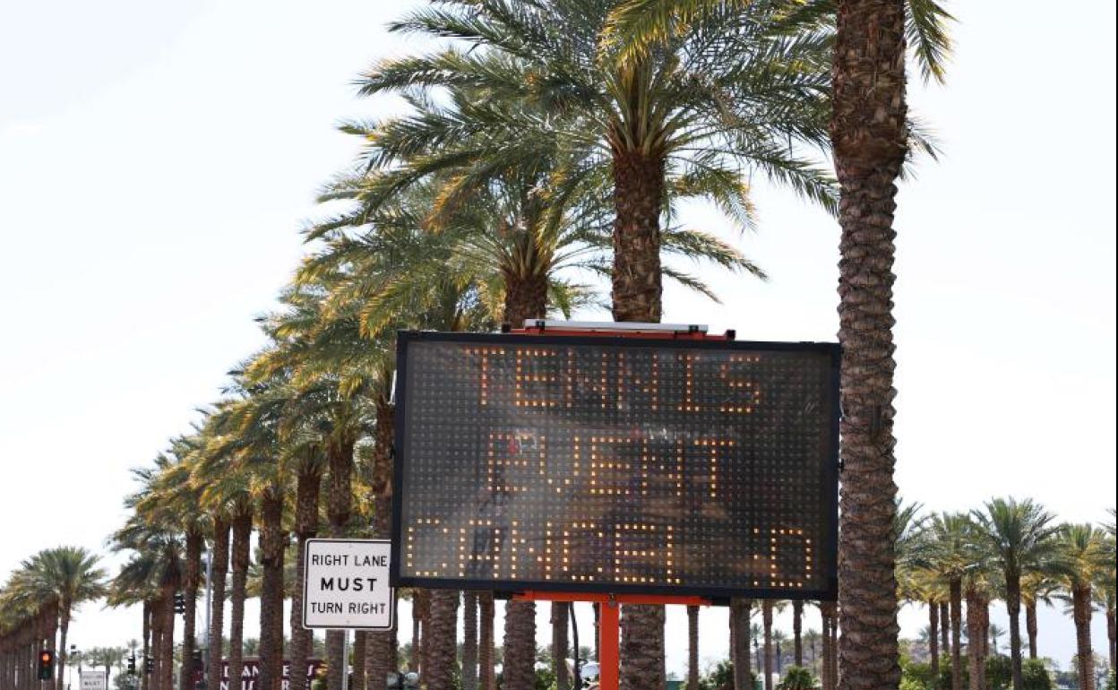 Anuncio de cancelación del torneo de Indian Wells.