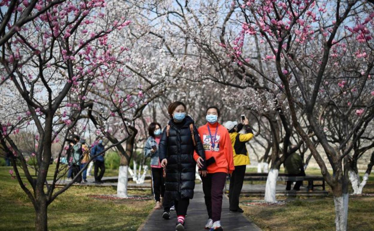 Gente con mascarilla en Pekín (China) 