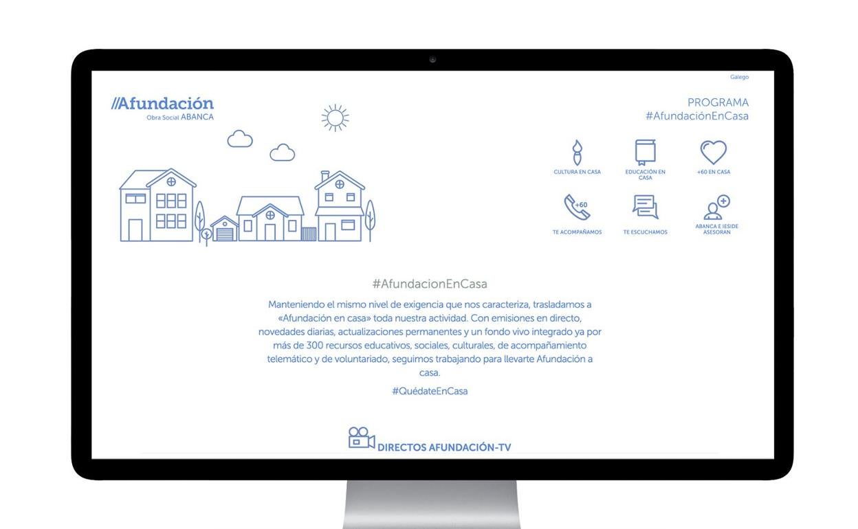 El portal «Afundación en casa» de la Obra Social Abanca aúna voluntariado, cultura, formación y apoyo a los mayores para animar a quedarse en casa