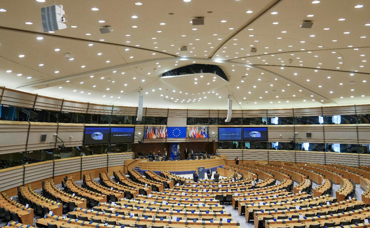 Sesión plenaria telemática en el Parlamento Europeo, en Bruselas.