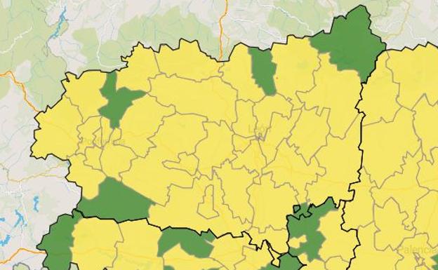 En verde las zonas que no han registrado casos los últimos 7 días.
