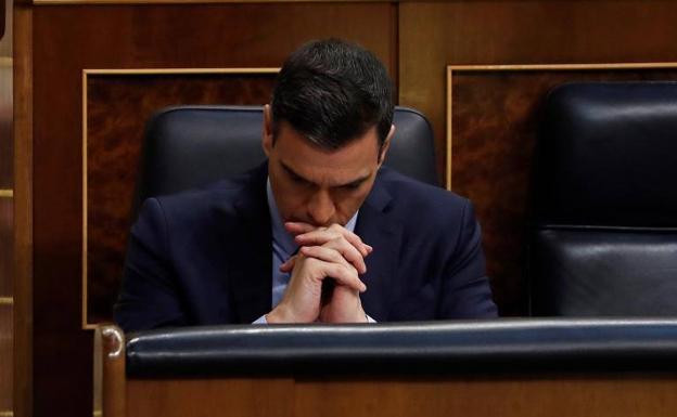 El presidente del Gobierno, Pedro Sánchez, este miércoles en el Congreso.