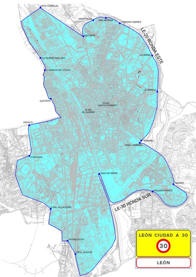 Plano «Zona 30» de León 