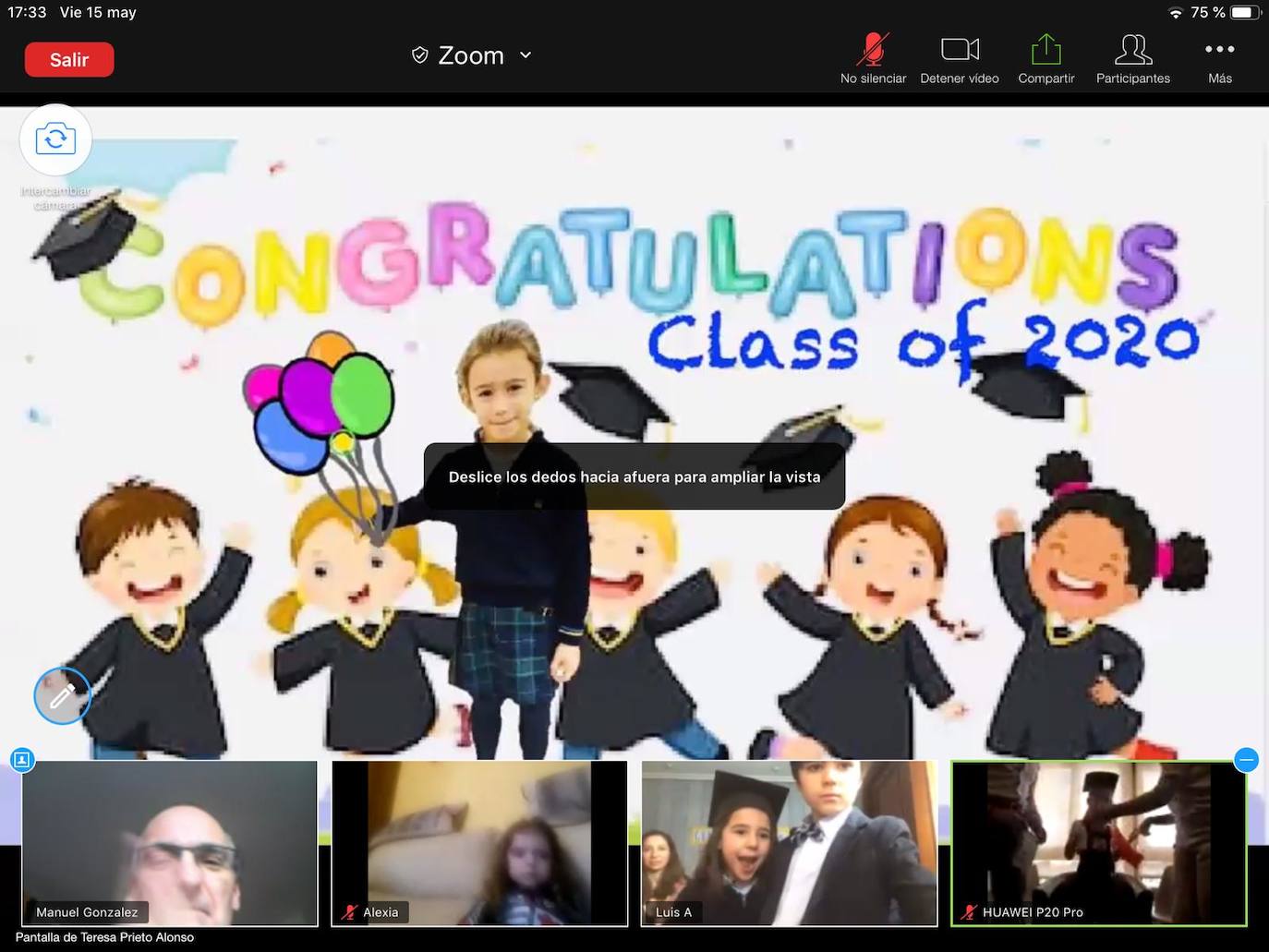 Los alumnos de Infantil del Colegio Peñacorada disfrutaron de la celebración de su salto a Primaria en una ceremonia única gracias a los medios telemáticos. 