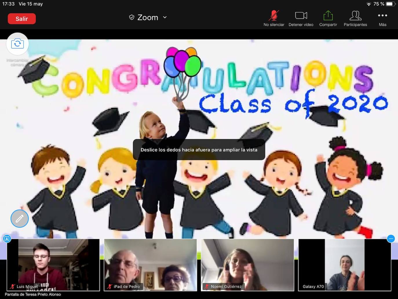 Los alumnos de Infantil del Colegio Peñacorada disfrutaron de la celebración de su salto a Primaria en una ceremonia única gracias a los medios telemáticos. 