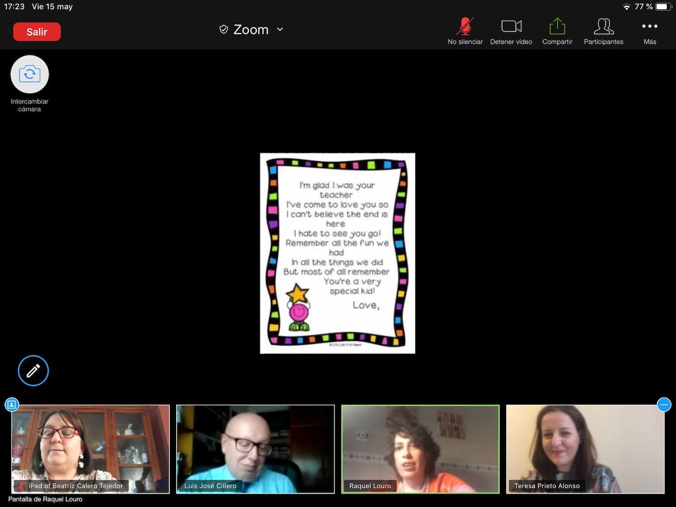 Los alumnos de Infantil del Colegio Peñacorada disfrutaron de la celebración de su salto a Primaria en una ceremonia única gracias a los medios telemáticos. 
