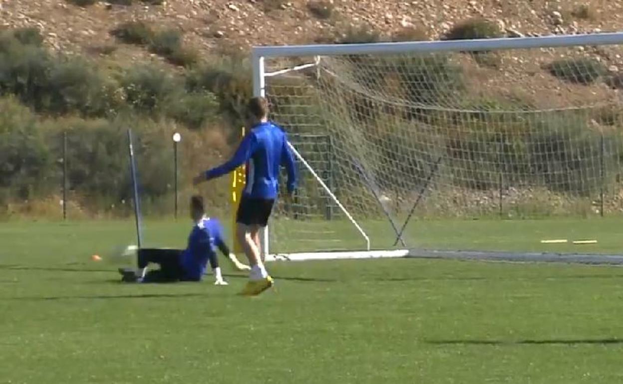 Entrenamiento de la Deportiva de este lunes.