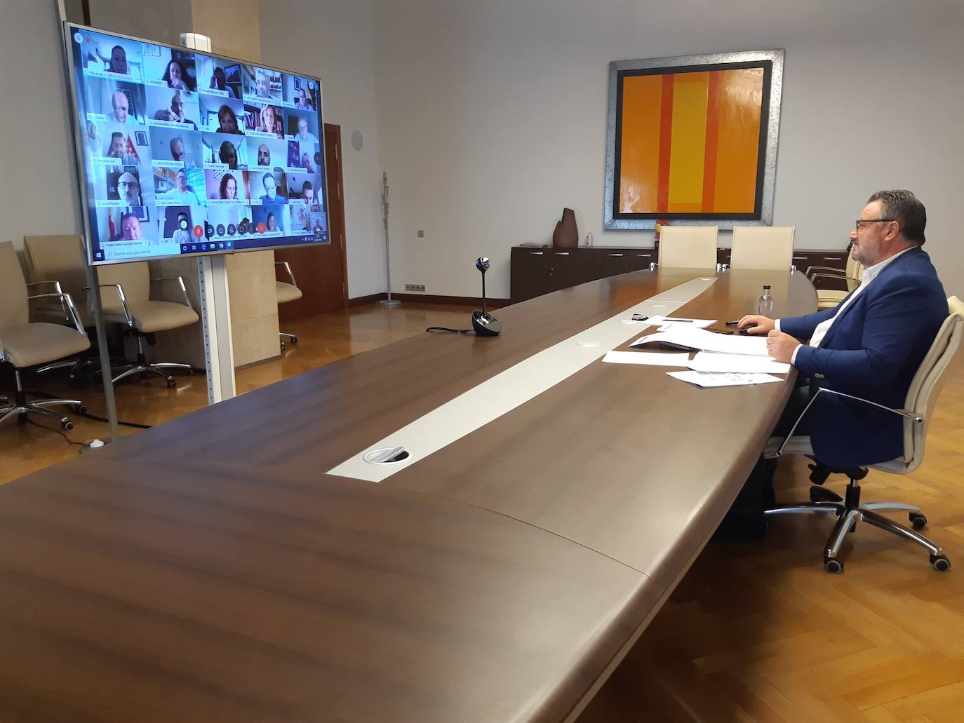 Eduardo Morán, durante la videoconferencia. 