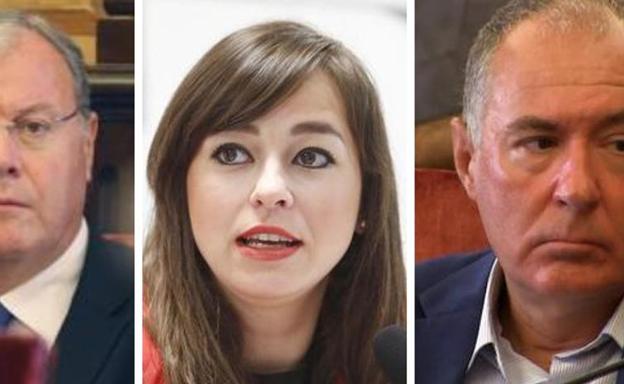 Antonio Silván, Gemma Villarroel y Eduardo López Sendino, de PP, Cs y UPL respectivamente. 