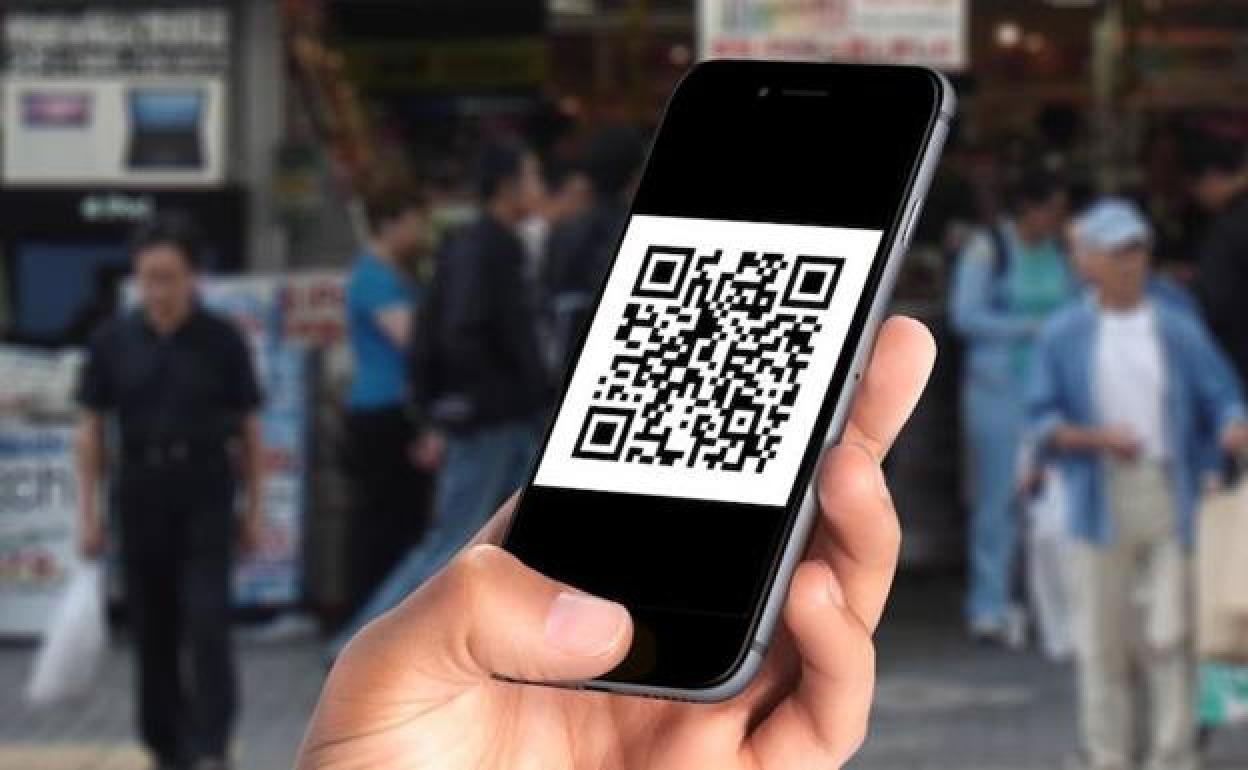 Un código QR en un dispositivo móvil.