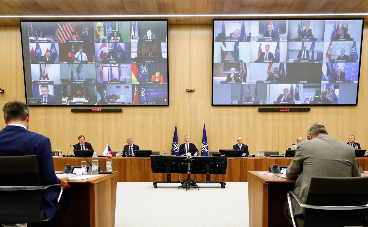 Reunión telemática de los ministros de Defensa de los países de la OTAN.