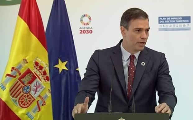 PEdro Sánchez durante su comparecencia en La Moncloa.