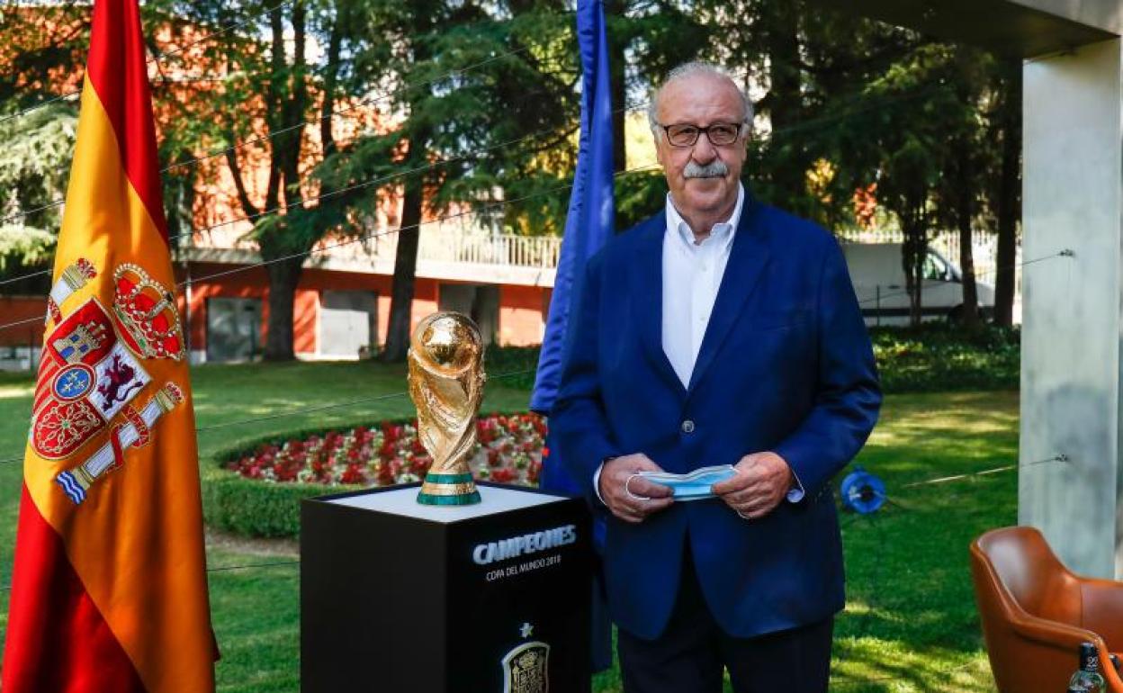 Vicente del Bosque, durante el acto conmemorativo del Mundial de 2010. 