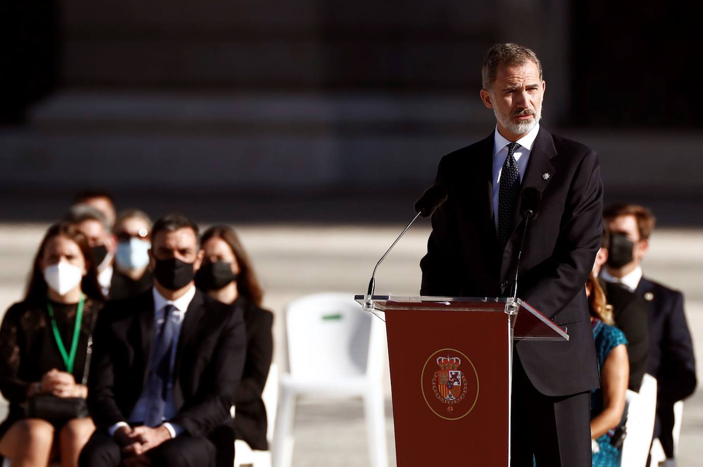 Homenaje de Estado a las víctimas de la Covid-19. Han tomado la palabra Felipe VI, una sanitaria y el hermano del periodista José María Calleja, fallecido por el coronavirus. 