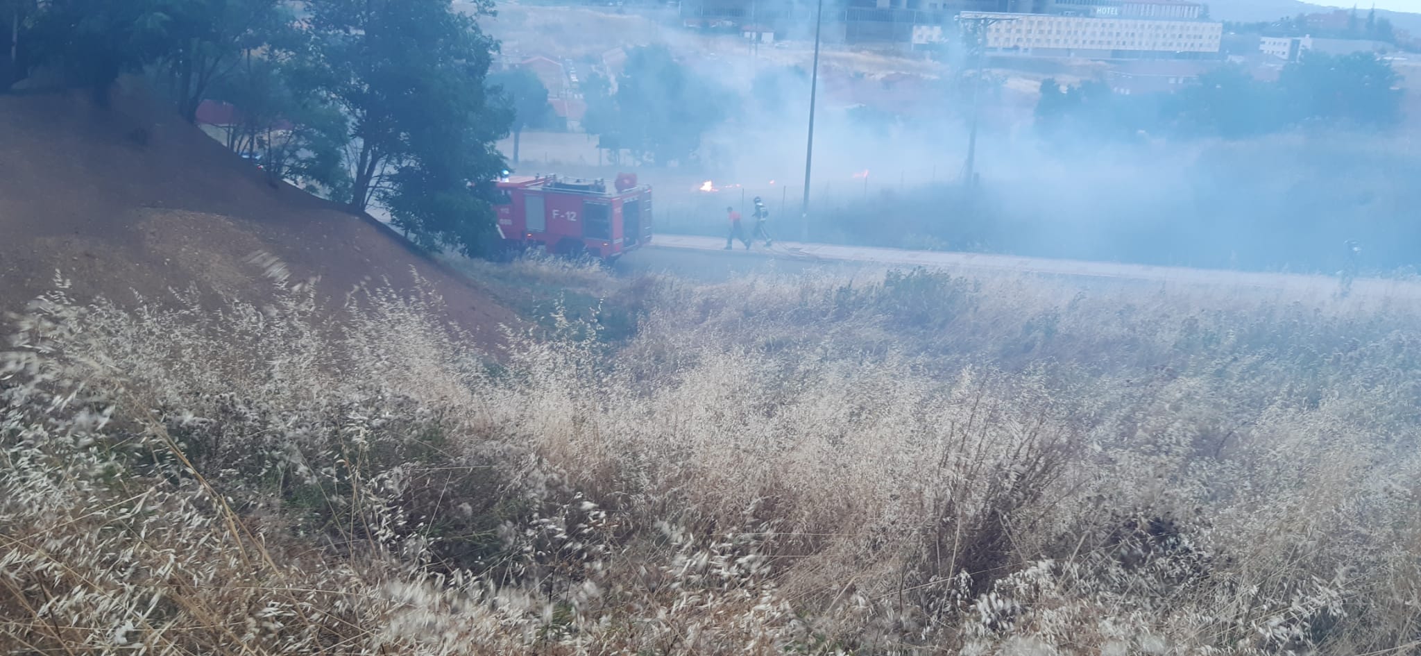 Los agentes han tenido que intervenir para sofocar las llamas.