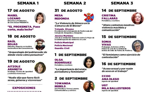 Cartel del programa de la Universidad Feminista de Ponferrada.