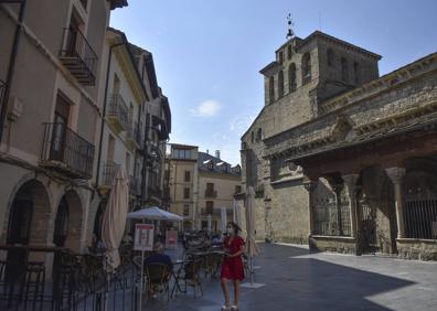 Imagen secundaria 1 - Arriba, una rebaño de ciervos en la Ciudadela de Jaca. En el medio, terrazas frente a la catedral. Abajo, calles de un solo sentido para los peatones.