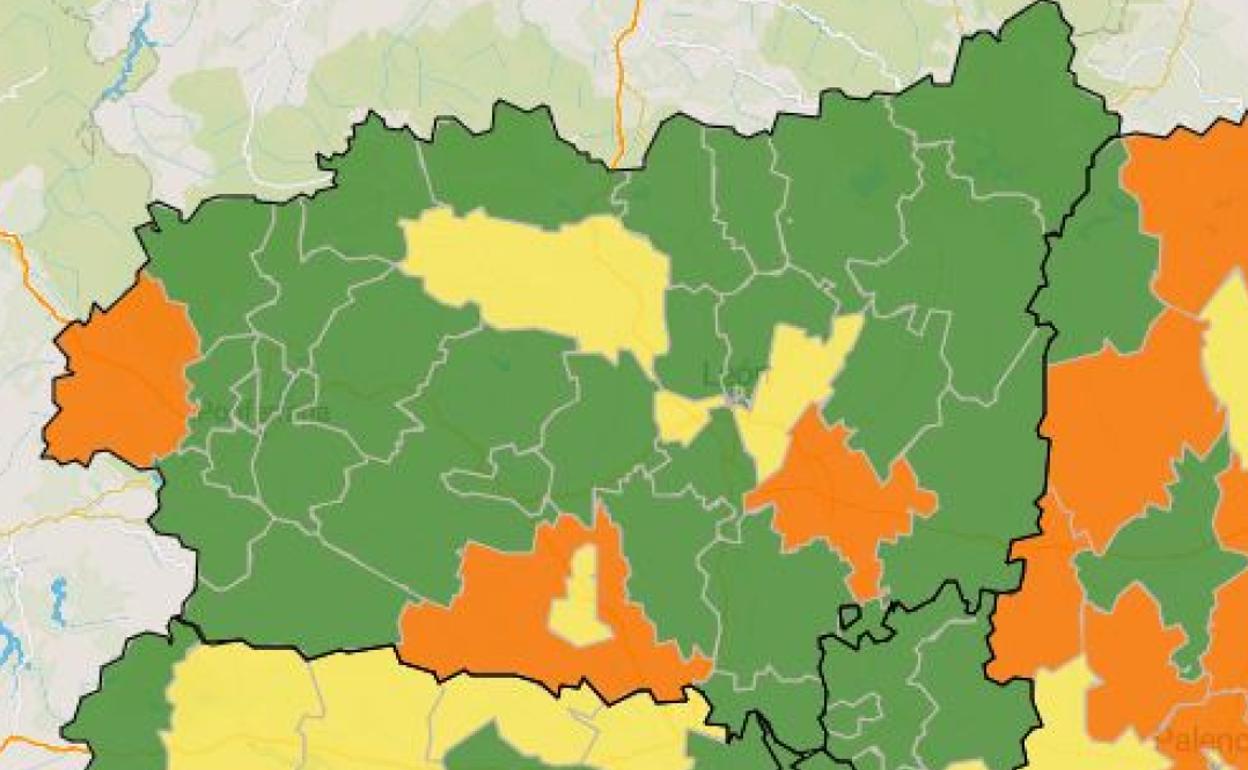 El mapa de la incidencia del virus en la provincia. 