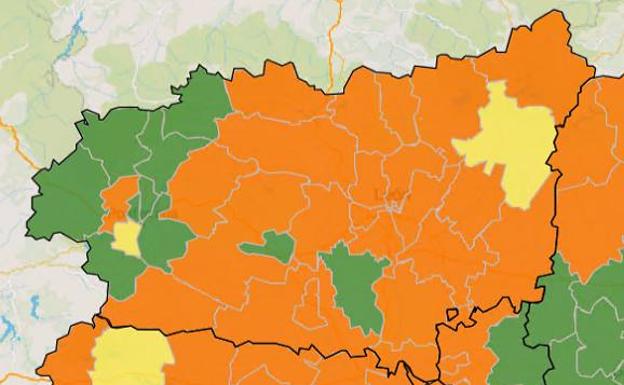 Casos activos de la covid-19 en cada zona básica de salud de León (1 de septiembre)