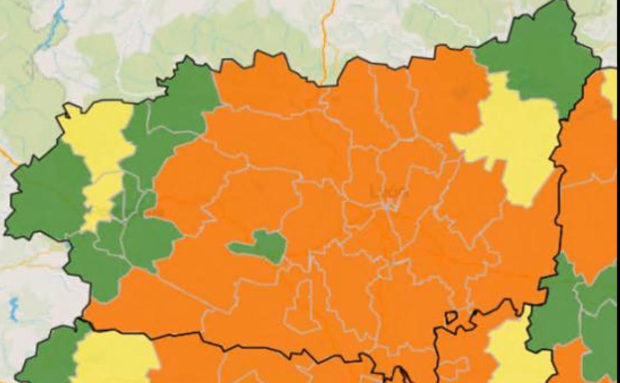 Mapa de incidencia del virus en León