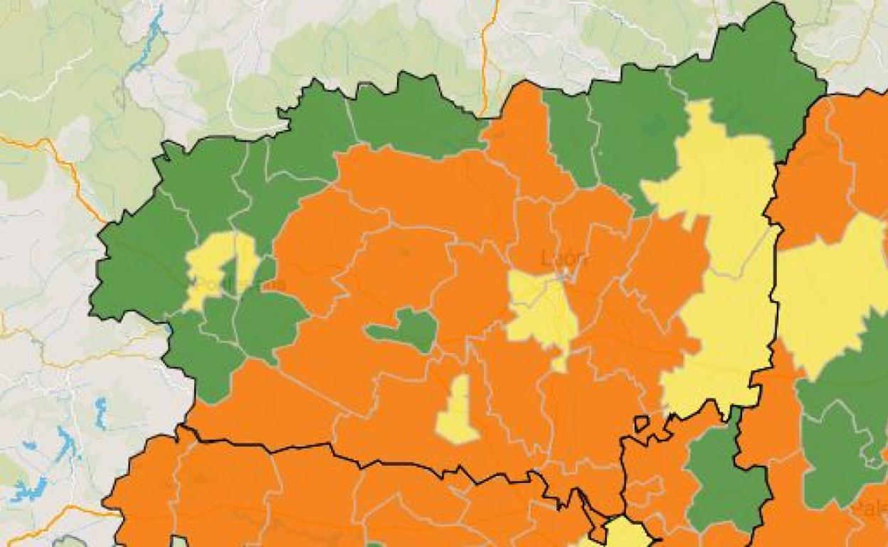 Mapa de incidencia del virus en León