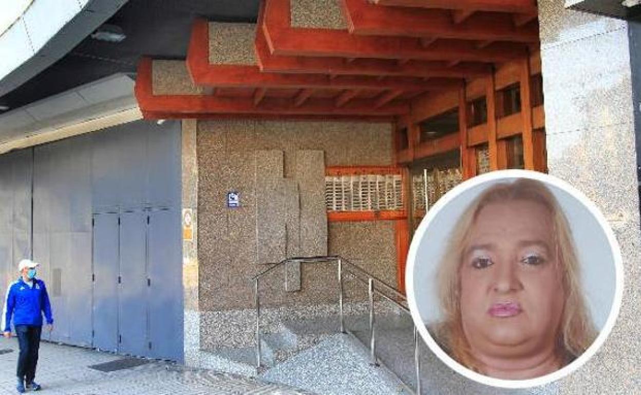 El portal donde ocurrieron los hechos, el número 8 de la plaza de Primo de Rivera, parte del edificio Salesas. En el círculo, la víctima, Susana Criado. 