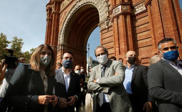 Acto en el que entidades y partidos independentistas han conmemorado el tercer aniversario del 1-O 