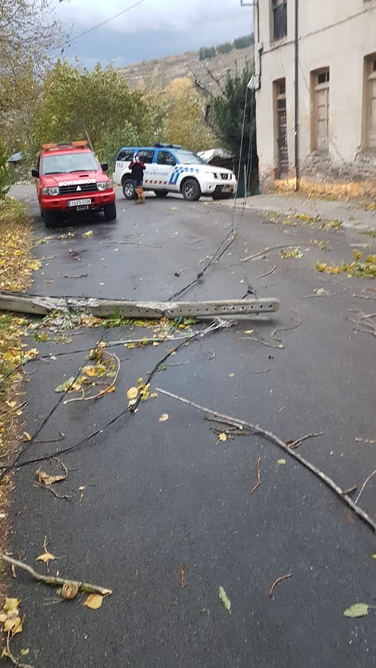 Fotos: La caída de árboles por las fuertas rachas de viento deja sin luz durante horas a los pueblos del Valle del Silencio